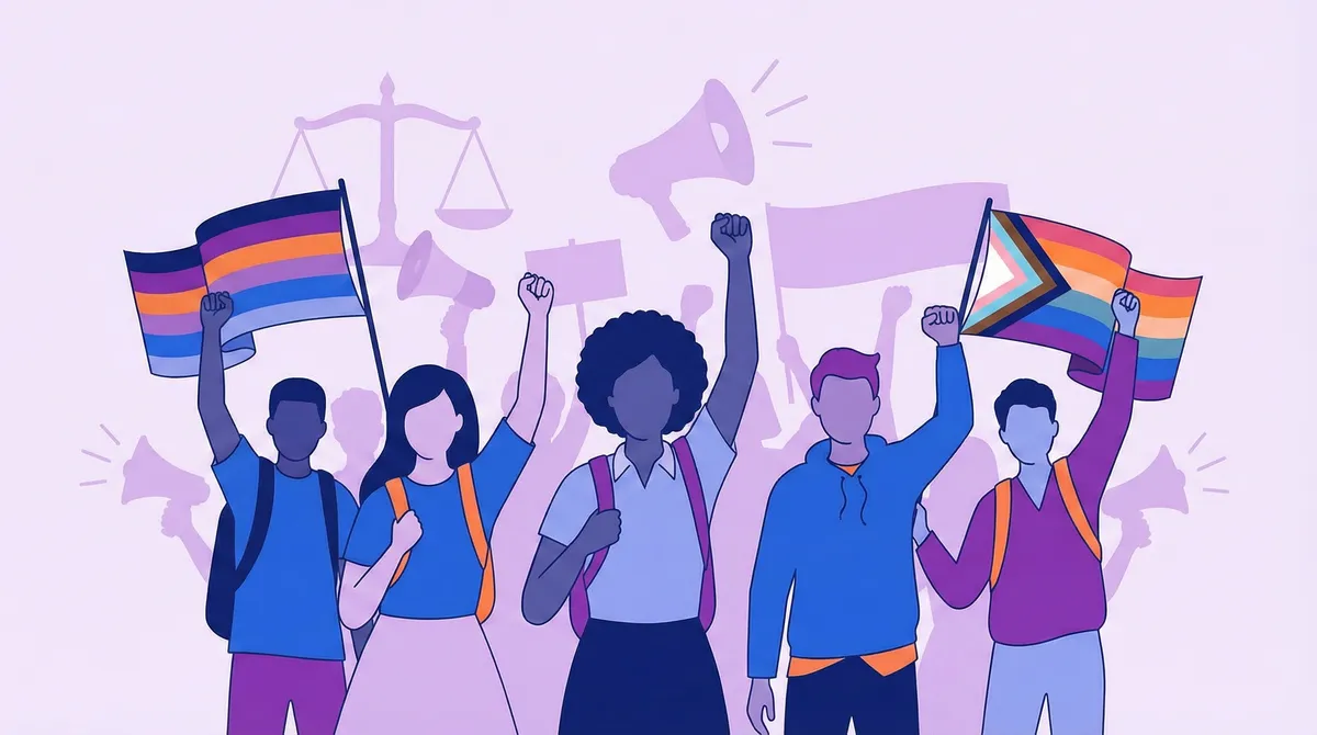 Students advocating for LGBTQ+ rights on campus