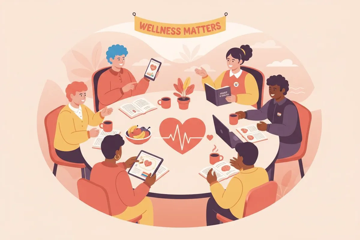 Diverse group of LGBTQ+ students standing together in a warm, welcoming campus setting, representing inclusive sexual health and wellness